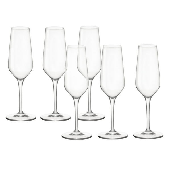 192343GRC021990 Clear Bormioli Rocco Electra Flute Glasses Set of 6 Bormioli Rocco Glass Co Inc 